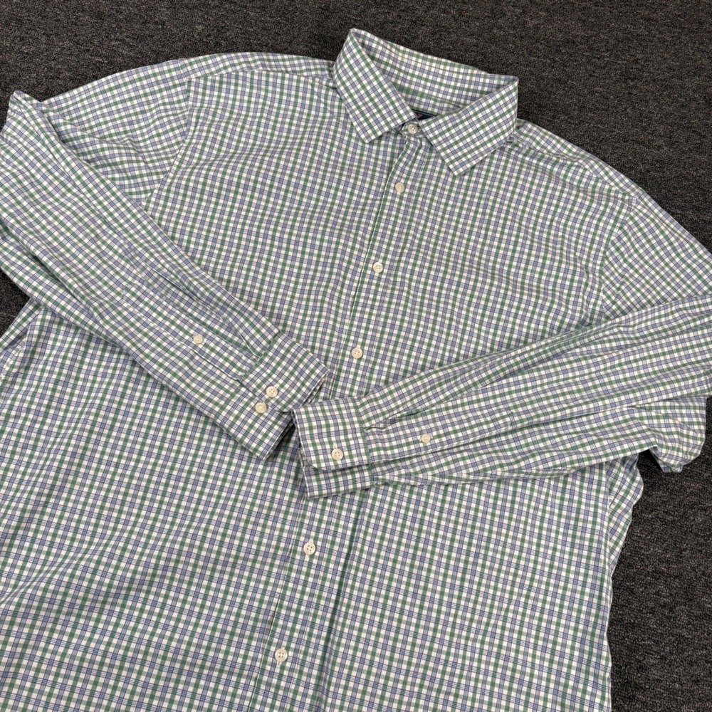 Vineyard Vines Button Down Shirt Mens XXL Green Blue Gingham Classic Fit Burgee
